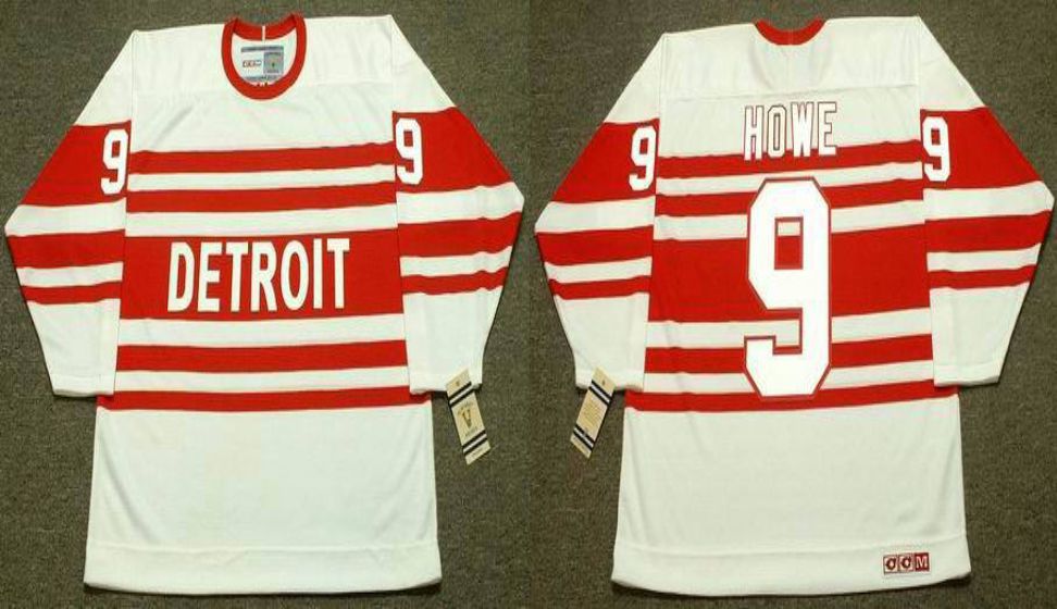 2019 Men Detroit Red Wings #9 Howe White CCM NHL jerseys